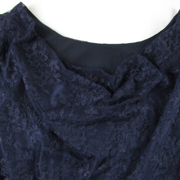 NWT Tahari Arthur S. Levine Dark Navy with Lace Overlay Sleeveless Dress, 20W - Picture 6 of 9